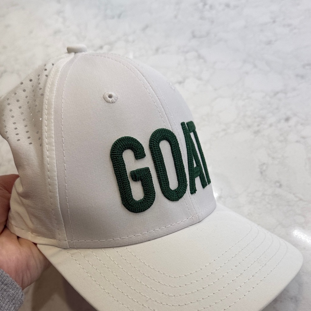 White Cap with Green GOAT Embroidery - Picture 3 of 4